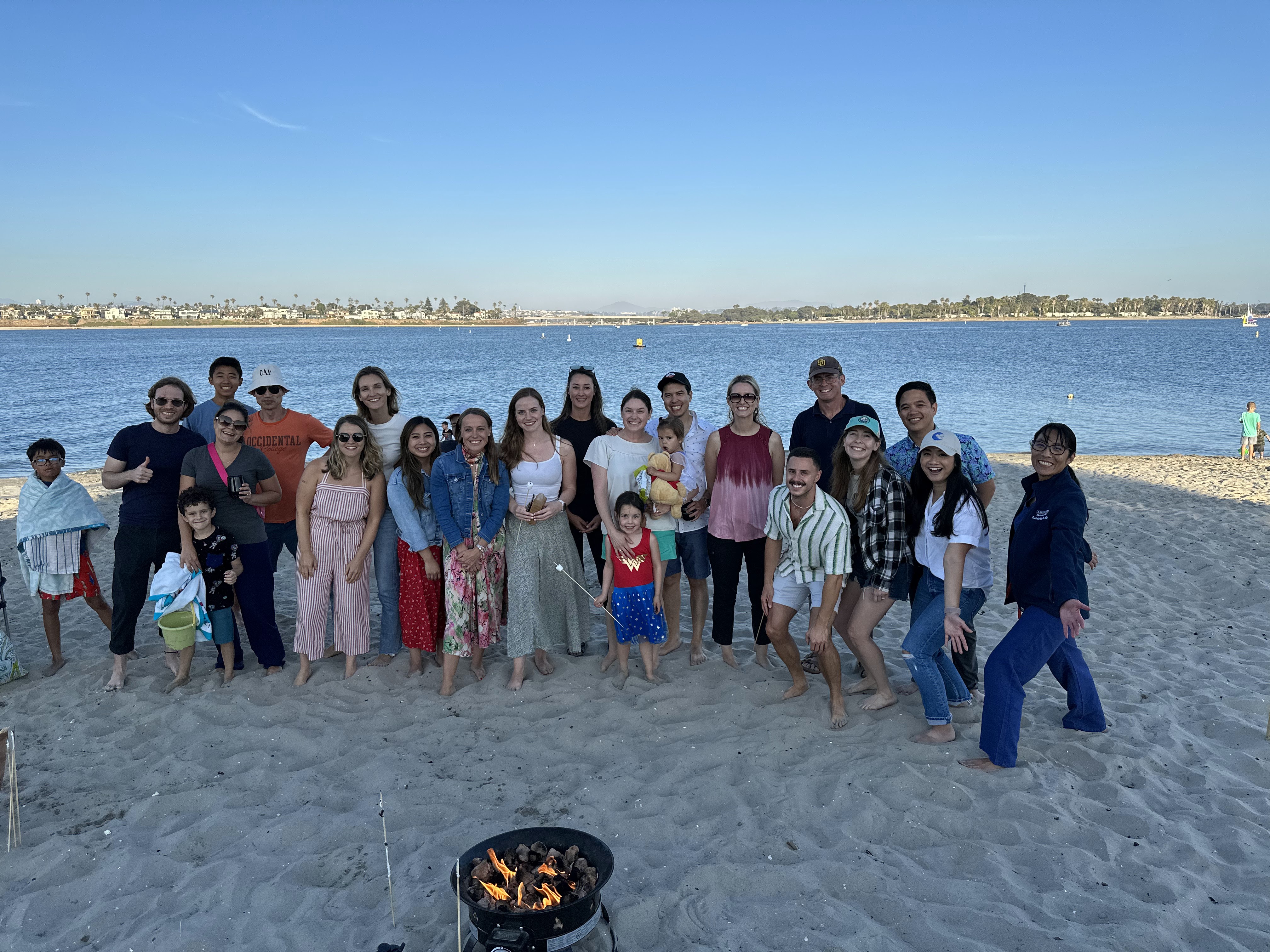 Neonatal fellows beach bonfire