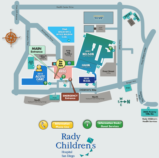 Map of Rady Children's Hospital campus map
